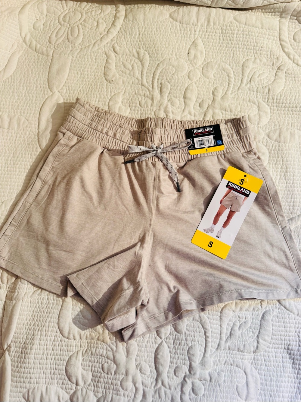 Kirkland Signature Women's Beige Drawstring Athletic Shorts